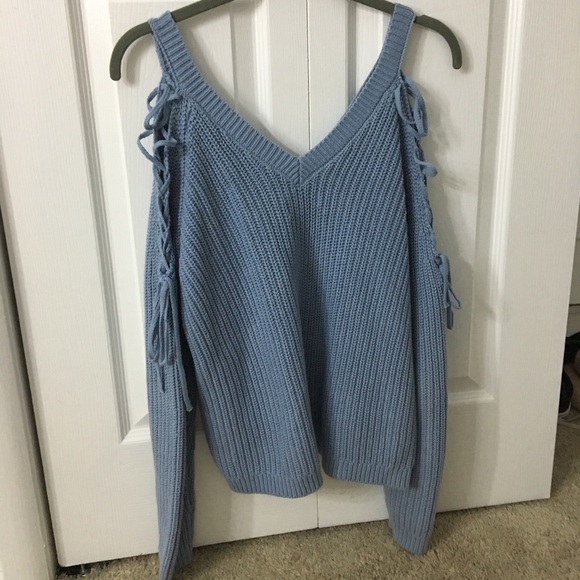 PacSun Sweaters - Baby Blue Lace Up Sweater LAST CHANCE